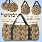GSD German Shepherd Hunde on Brown Duffle Bag