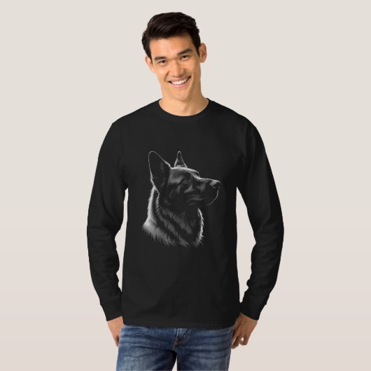 GSD Head Long Sleeve Black T-Shirt (Vorne ganz)
