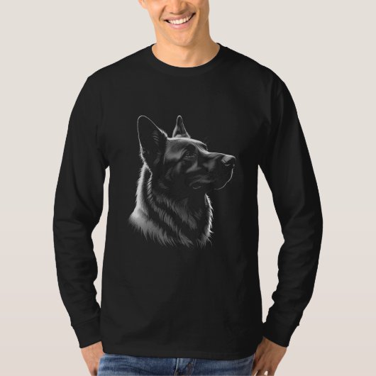 GSD Head Long Sleeve Black T-Shirt (Vorderseite)
