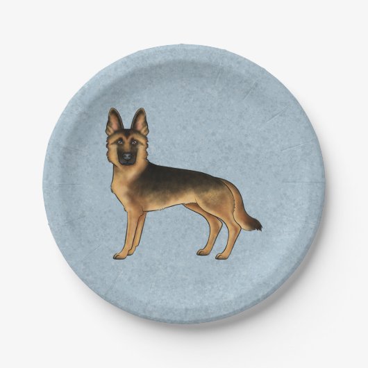 GSD-Hund für Schwarz und Tan Pappteller (Vorderseite)