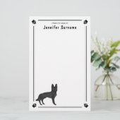 GSD-Hund mit benutzerdefiniertem Text Briefpapier (Stehend Vorderseite)