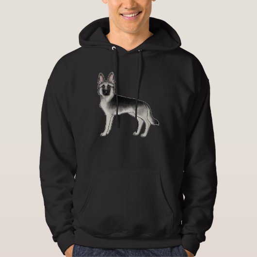 GSD-Hundedesign für Silberschäfer und Schwarze Hoodie (Vorderseite)