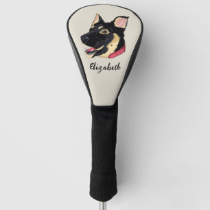 GSD Welpen Illustration Monogram Geschenk für Hund Golf Headcover