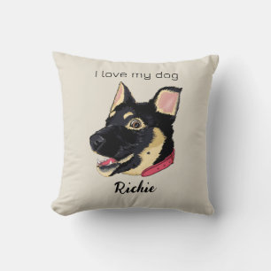 GSD-Welpen-Illustration Monogramm Hunde Liebhaber  Kissen