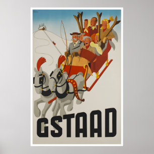 Gstaad Ski-Plakat Schweiz Reiseplakat Poster