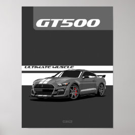 GT500 Muscle Car Poster - grau