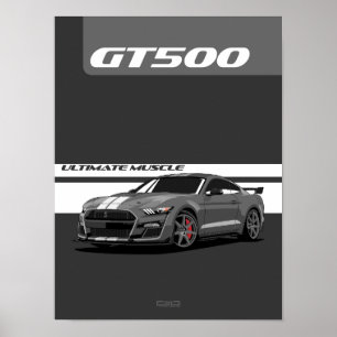 GT500 Muscle Car Poster - grau