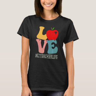 Gt Lehrer Liebe Apfel Groovy Retro Süß Zurück zur  T-Shirt