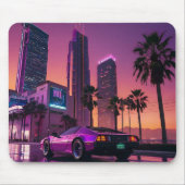 GTA 6 Vibe Mouse Pad - Retro Car in Neon City Suns Mousepad (Vorne)