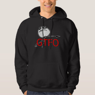 GTFO gehen Typ-Raserei-Gesichts-Comic Meme hinaus Hoodie
