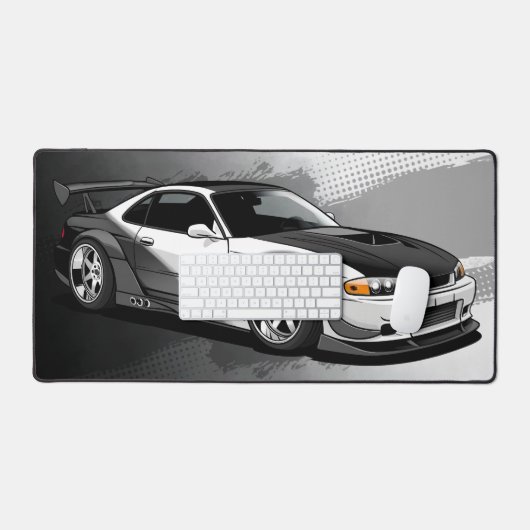 GTO Racing Car, modern, schwarz und weiß Schreibtischunterlage (Tastatur & Maus)
