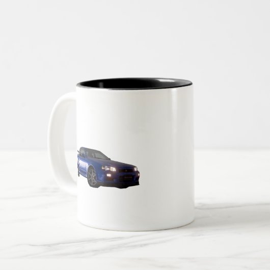 gtr bayside r34 Blau Zweifarbige Tasse (Vorderseite Links)
