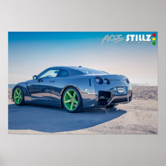 GTR mit schwarzem Chrome auf dem Strandplakat Poster