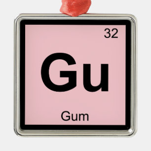 Gu - Gum Chemie Periodisches Tabellensymbol Silbernes Ornament