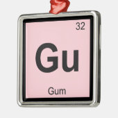 Gu - Gum Chemistry Periodic Table Symbol Silbernes Ornament (Links)