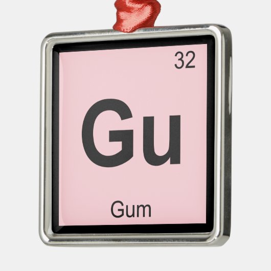 Gu - Gum Chemistry Periodic Table Symbol Silbernes Ornament (Links)