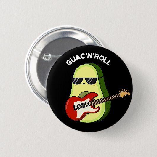 Guac and Roll Funny Avocado Pun Dark BG Button (Vorne & Hinten)