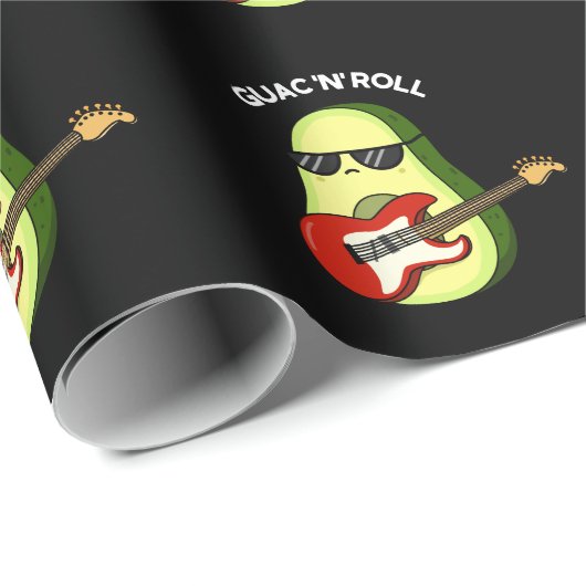 Guac and Roll Funny Avocado Pun Dark BG Geschenkpapier (Rolleneckpunkt)