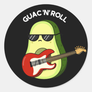 Guac and Roll Funny Avocado Pun Dark BG Runder Aufkleber