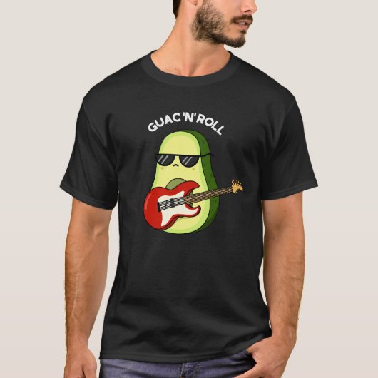 Guac and Roll Funny Avocado Pun Dark BG T-Shirt (Vorderseite)