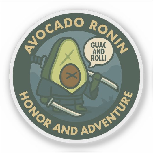Guac And Roll Samurai Avocado Grafik Aufkleber (Vorderseite)