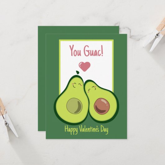 Guac! Avocado-Liebe, Valentine Karte (Vorderseite/Rückseite Beispiel)