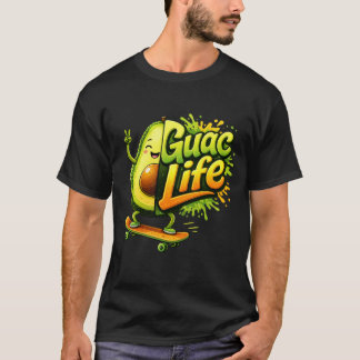 Guac Life Lustige Avocado Skateboard Illustration T-Shirt