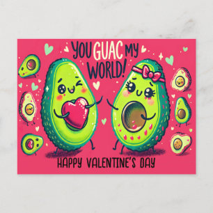 Guac My World Funny Avocado Valentinstag Postkarte