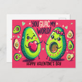 Guac My World Funny Avocado Valentinstag Postkarte (Vorne/Hinten)