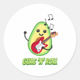 Guac 'n' Roll! Niedlicher Avocado-Cartoon Runder Aufkleber