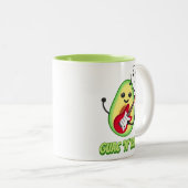 Guac 'n' Roll! Niedlicher Avocado-Cartoon Zweifarbige Tasse (VorderseiteRechts)