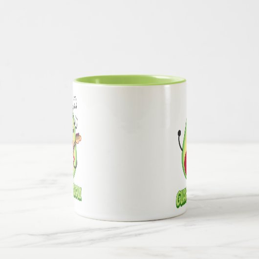 Guac 'n' Roll! Niedlicher Avocado-Cartoon Zweifarbige Tasse (Mittel)