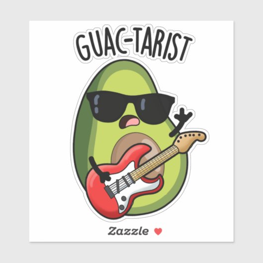 Guac-tarist Funny Avocado Pun Aufkleber (Blatt)