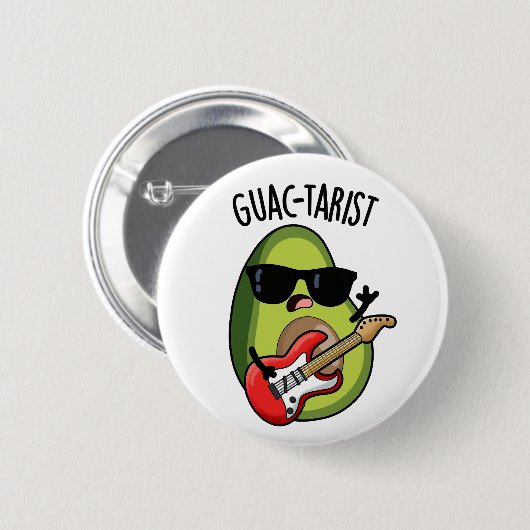 Guac-tarist Funny Avocado Pun Button (Vorne & Hinten)
