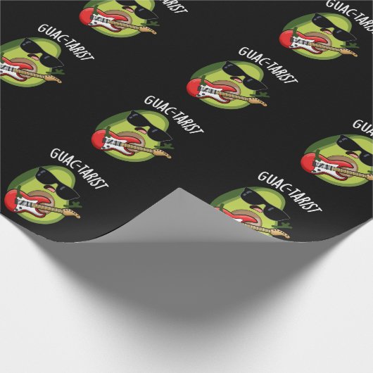 Guac-tarist Funny Avocado Pun Dark BG Geschenkpapier (Ecke)
