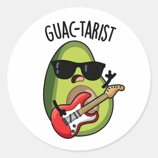Guac-tarist Funny Avocado Pun Runder Aufkleber (Vorderseite)