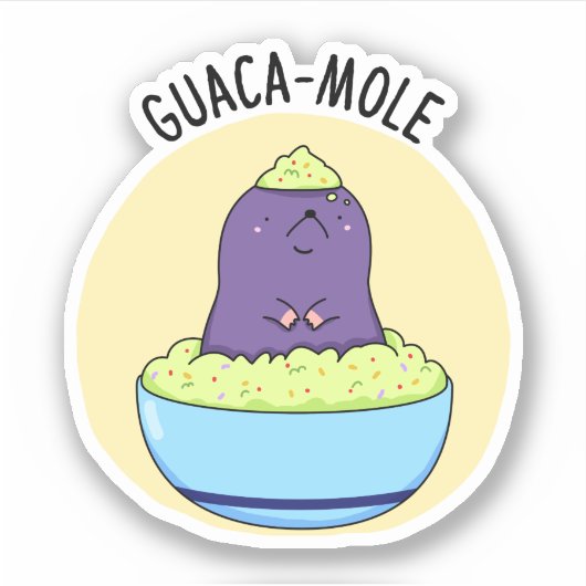 Guacamole Funny Mole in Guacamole Dip Pup Aufkleber (Vorderseite)