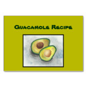 Guacamole Rezept Card. Avocado in Watercolor. Tischnummer (Vorderseite)