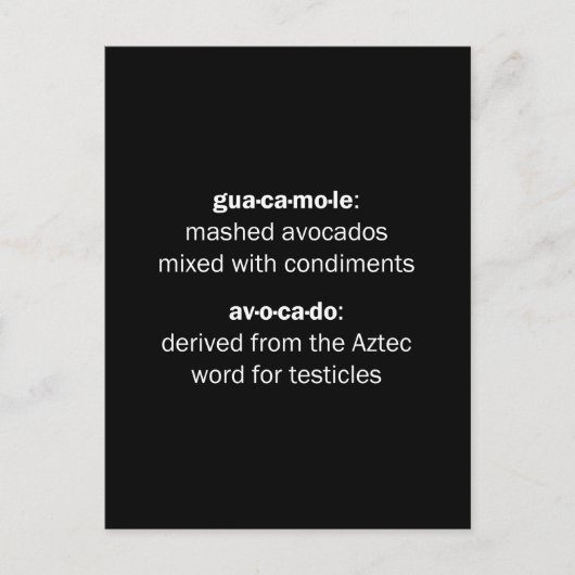 Guacamole Testicles Postkarte (Vorderseite)