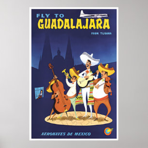 Guadalajara Kunst Mexiko Reiseplakat Aeronaves Poster