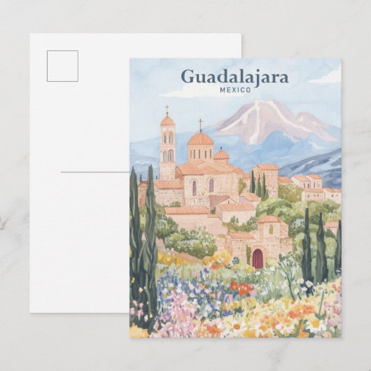 Guadalajara Mexico Gouache Illustration Travel Postkarte (Vorne/Hinten)