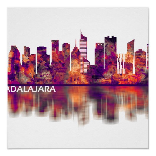 Guadalajara Mexico Skyline Poster (Vorderseite)