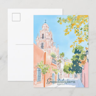 Guadalajara Mexiko Gouache-Illustration Reise Postkarte