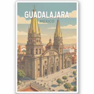 Guadalajara Mexiko Illustration Reise Kunst Vintag Aufkleber
