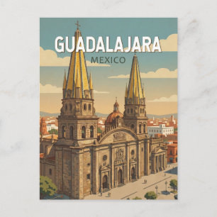Guadalajara Mexiko Illustration Reise Kunst Vintag Postkarte