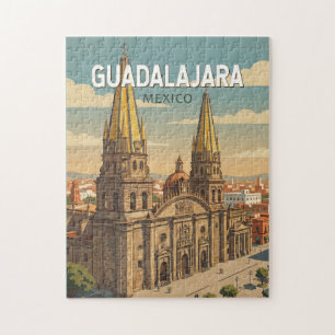 Guadalajara Mexiko Illustration Reise Kunst Vintag Puzzle