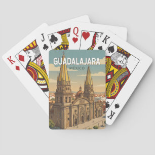 Guadalajara Mexiko Illustration Reise Kunst Vintag Spielkarten