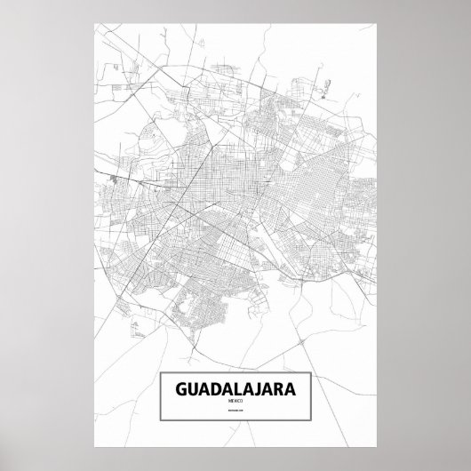 Guadalajara, Mexiko (schwarz auf weiß) Poster (Vorne)