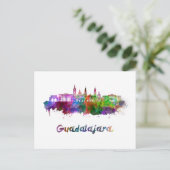 Guadalajara-Skyline in Aquarellfarbe Postkarte (Stehend Vorderseite)