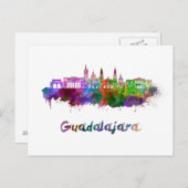 Guadalajara-Skyline in Aquarellfarbe Postkarte (Vorne/Hinten)